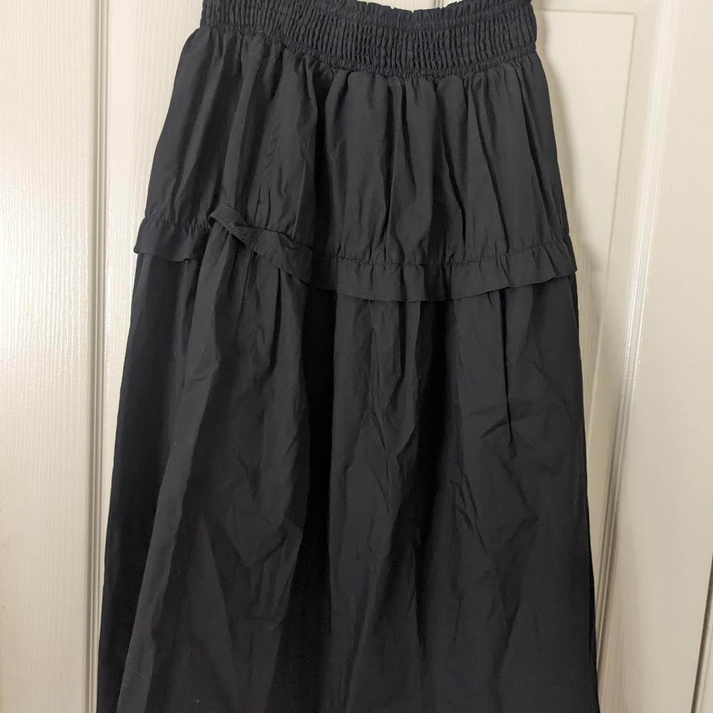 Universal Thread Cotton Poplin Black A-Line Skirt - Picture 3 of 5